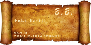 Budai Berill névjegykártya